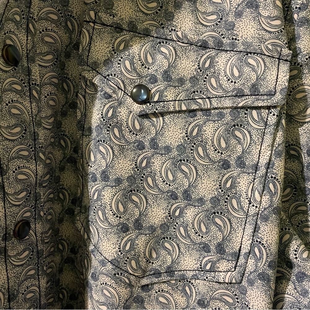 GC BLUE blue paisley snap western shirt-large tall NWT - Picture 2 of 8